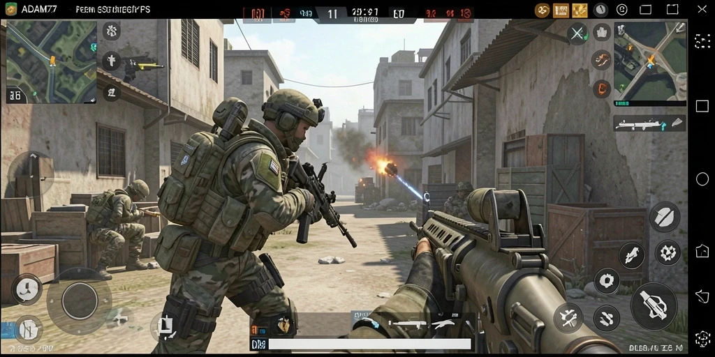 Tampilan gameplay mendebarkan dalam ADAM77 dengan pertempuran penuh aksi.