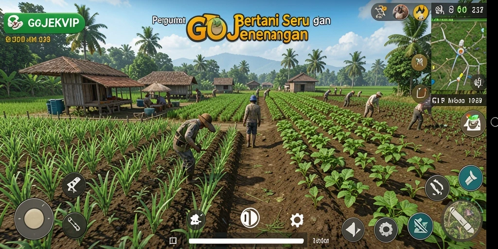 Screenshot gameplay GOJEKVIP dengan aktivitas bertani yang menyenangkan.