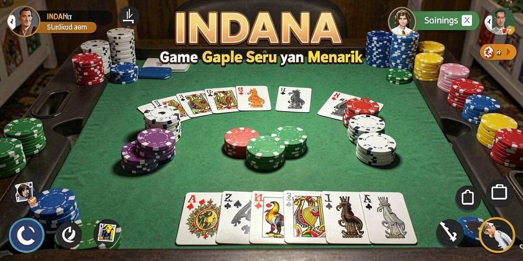 Tampilan gameplay INDAAA dengan suasana Gaple yang seru.