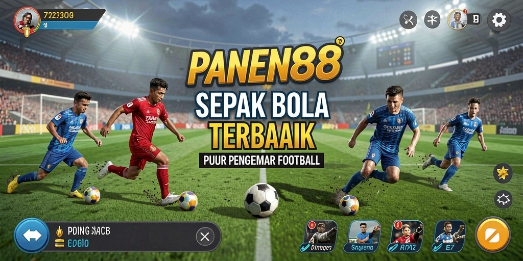 Tampilan aksi seru dalam gameplay sepak bola PANEN88.