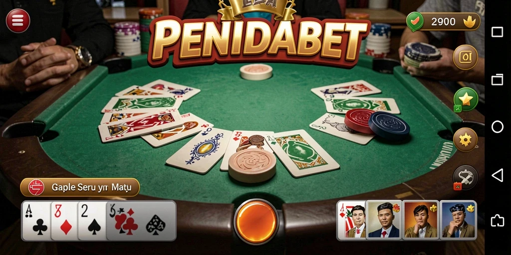 Screenshot utama PENIDABET yang menampilkan gameplay Gaple yang seru.