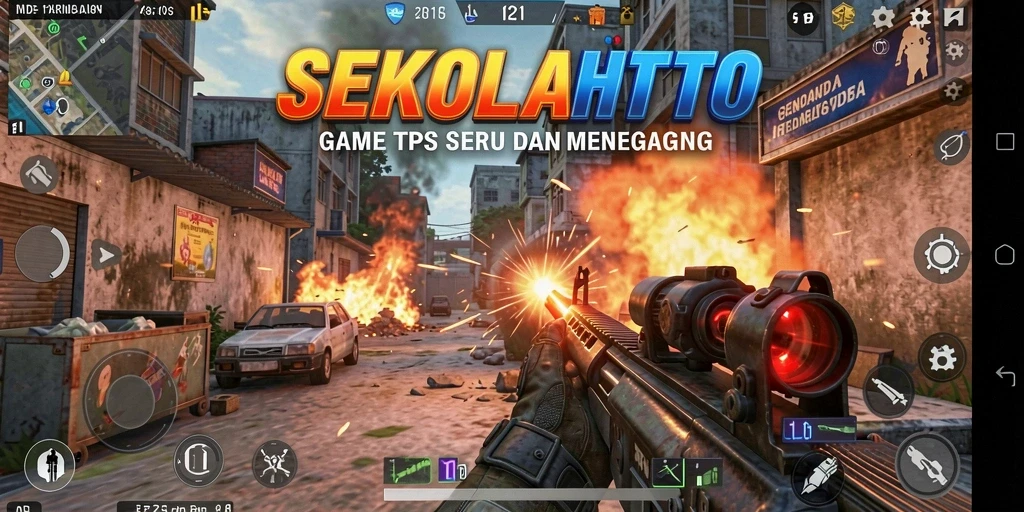 Tampilan seru gameplay <strong>SEKOLAHTOTO</strong> dengan aksi tembak-menembak yang intens.