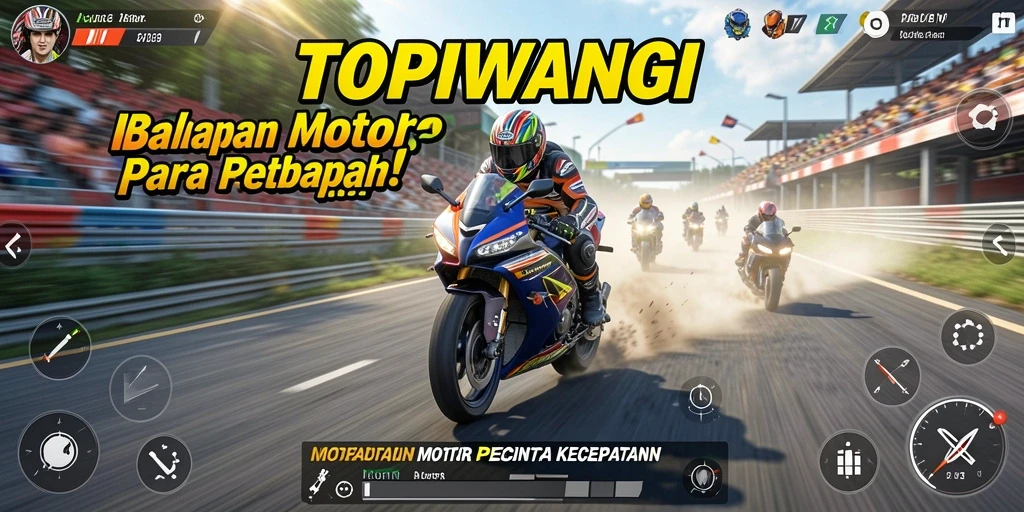Tampilan gameplay seru di balapan motor TOPIWANGI.